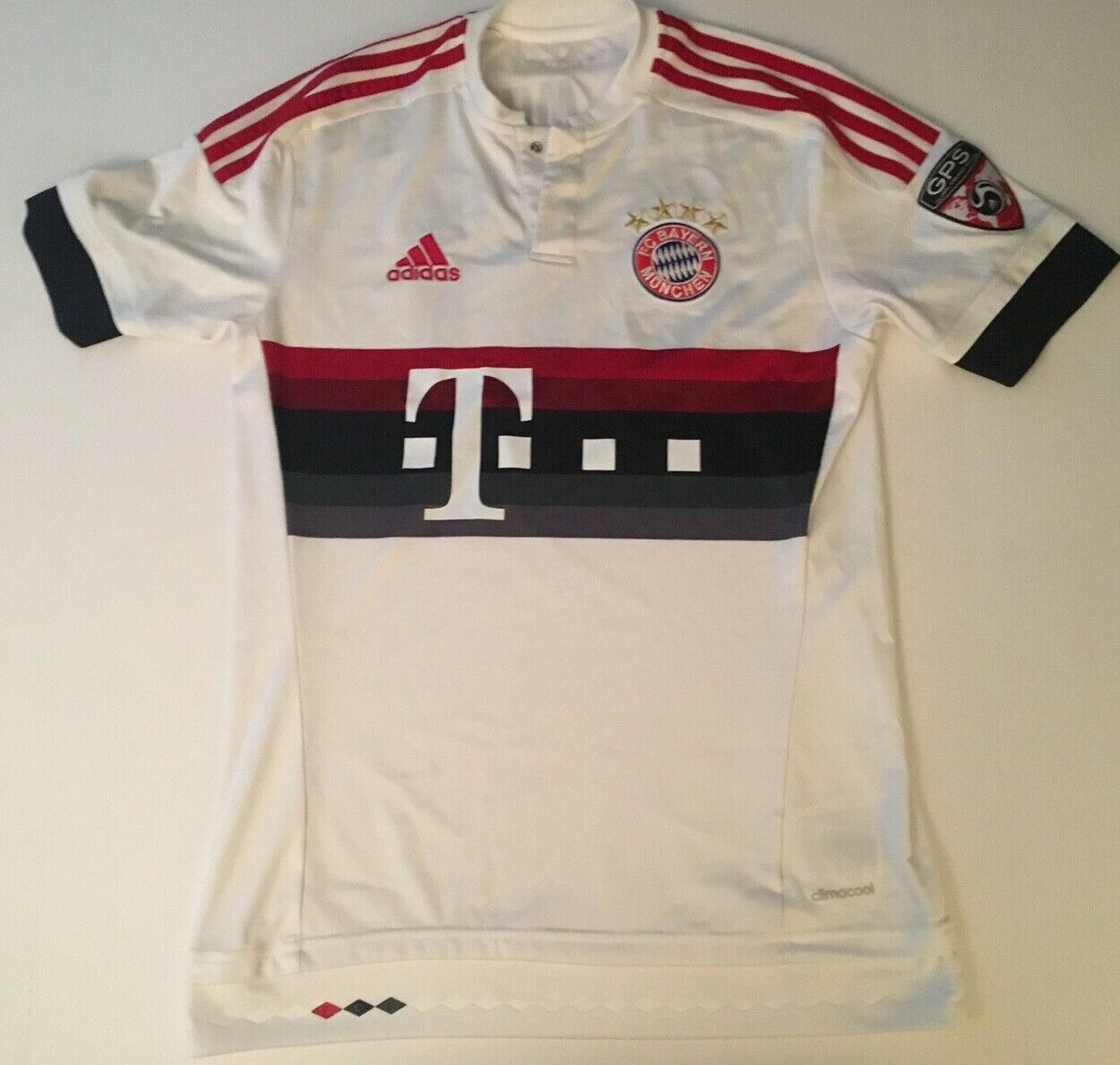 FC Bayern Munich ADIDAS S Small Away JERSEY White T Mobile GPS