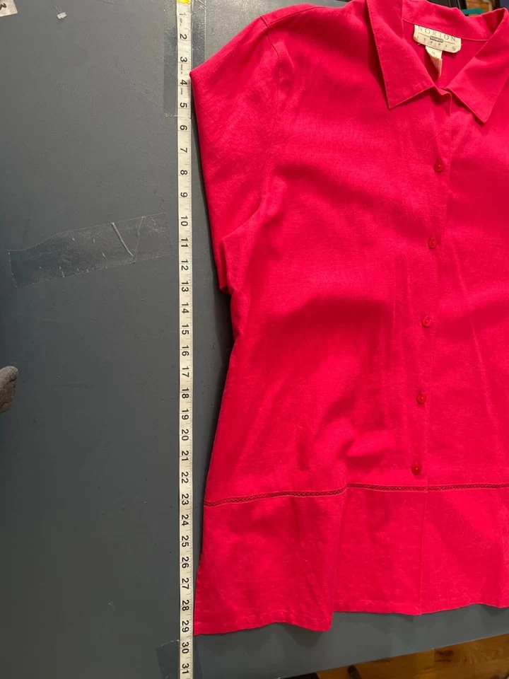 Blusa informal con botones Norton Studio para mujer manga 3/4 1X mezcla de lino playera Foto 4 de 4