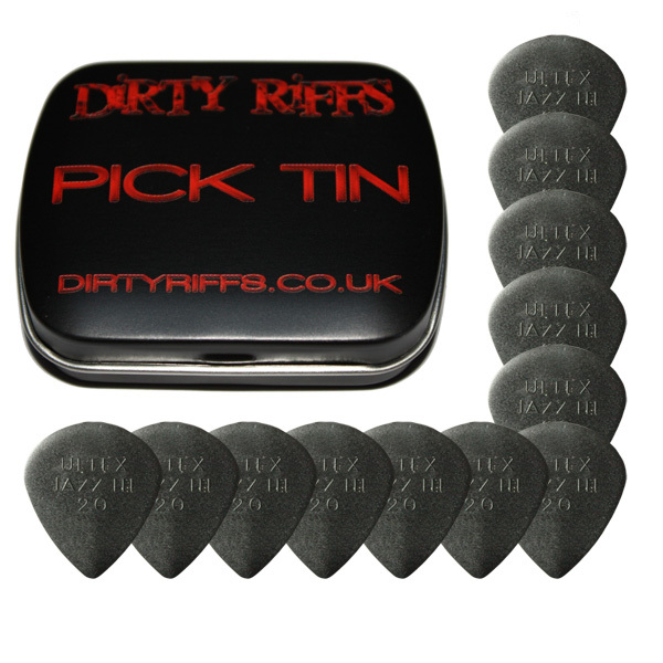 12 x Dunlop Ultex Jazz 2.00mm Guitar Picks / Plectrums In A Handy Pick Tin