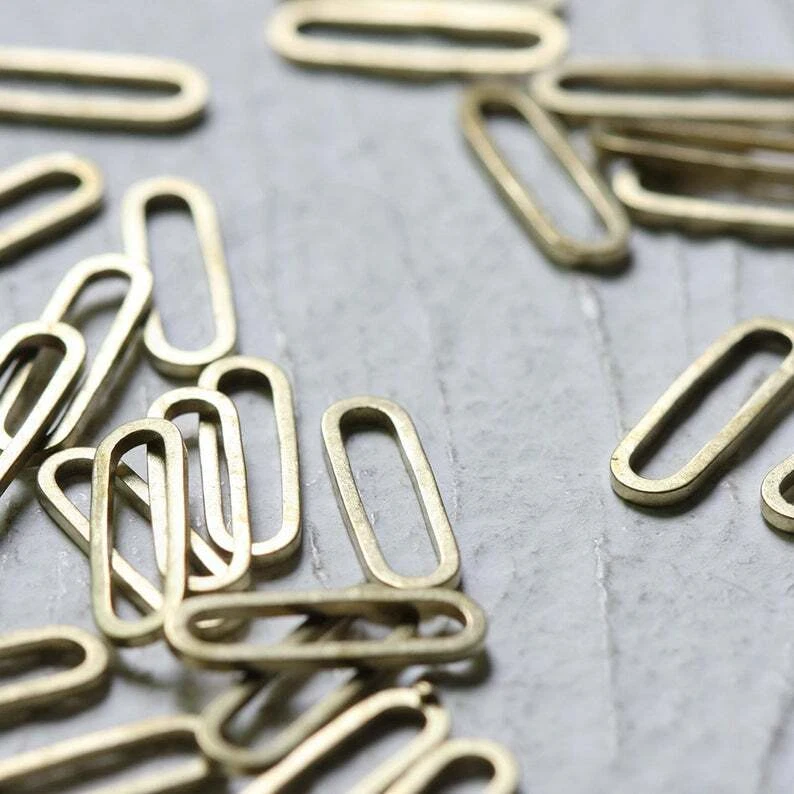 40 Pieces Raw Brass Cut Rectangle Ring-No Hole-Link-Connector 15x5mm (4412) - Image 3 of 4