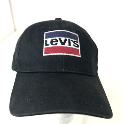 Levi s Baseball Black Hat Cotton One Size Red White Blue Embroidered Logo Patch
