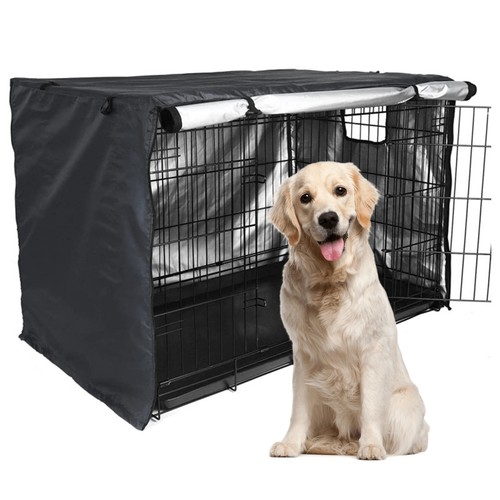 Pet Cover Sunshade Blackout Double Door Dog Crate Cover Latch Lock eBay