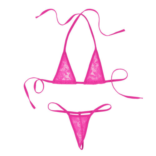 Women Micro Bikini Set G-String Briefs Push Up Bra Swimwear Brazilian ...