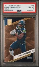 2023 Panini Donruss Elite #64 Kenneth Walker III Gold /10 PSA 8