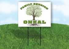 ONEAL FAMILY REUNION GR TREE 18 in x24 in Yard Sign Road Sign with Stand
