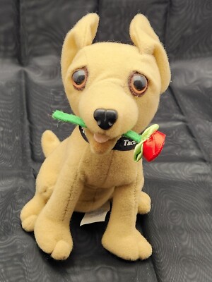 Taco Bell 6'' PLUSH Chihuahua w/ Black ''Yo Quiero'' Collar w/ Rose in his Mouth