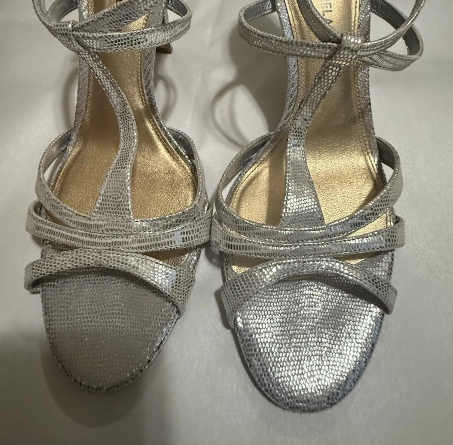 Antonio Melani Royalty с ремешками змея металлический серебряный T ремень кожаный Stiletto 9 - Изображение 2 из 4