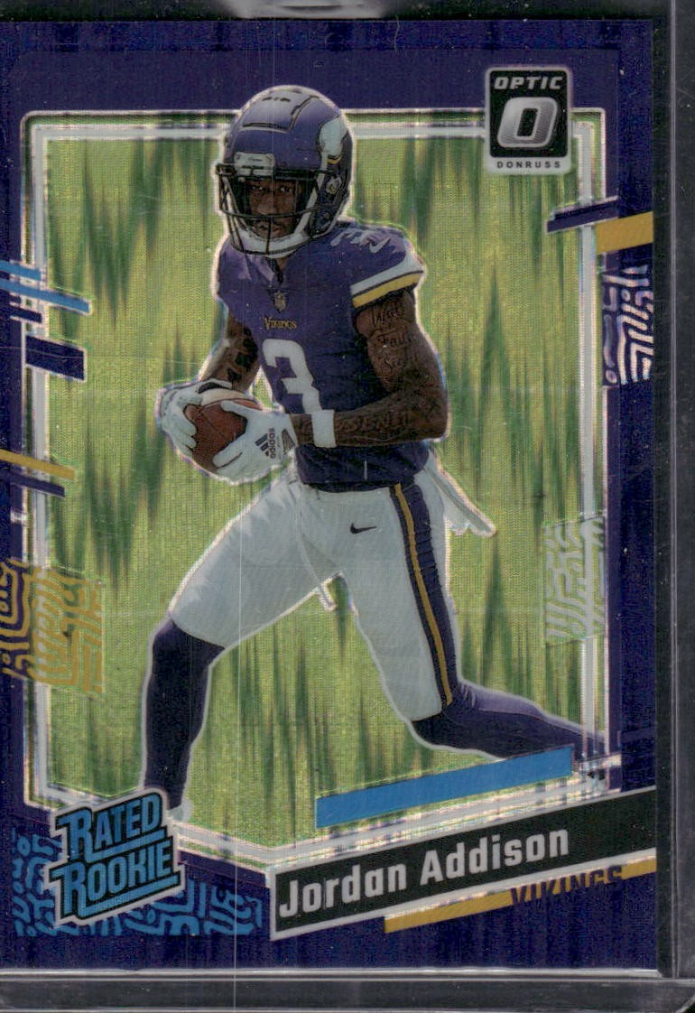 2023 Donruss Optic #271 Jordan Addison Purple Shock