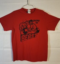 Pro Weight Men's Red "Unleash The Beast" T-Shirt, Sz M, Sportswear, Workout 
