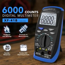 Digital Multimeter TRMS 6000Count AV DC Voltmeter Ammeter Capacitance Diode Test