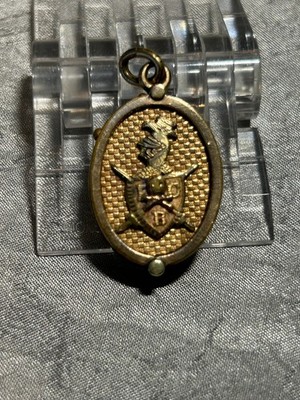 VINTAGE SOLDIER / SCENE VICTORIAN G F WATCH FOB SLIDES OPEN FOR PHOTOS- -1.20'' L