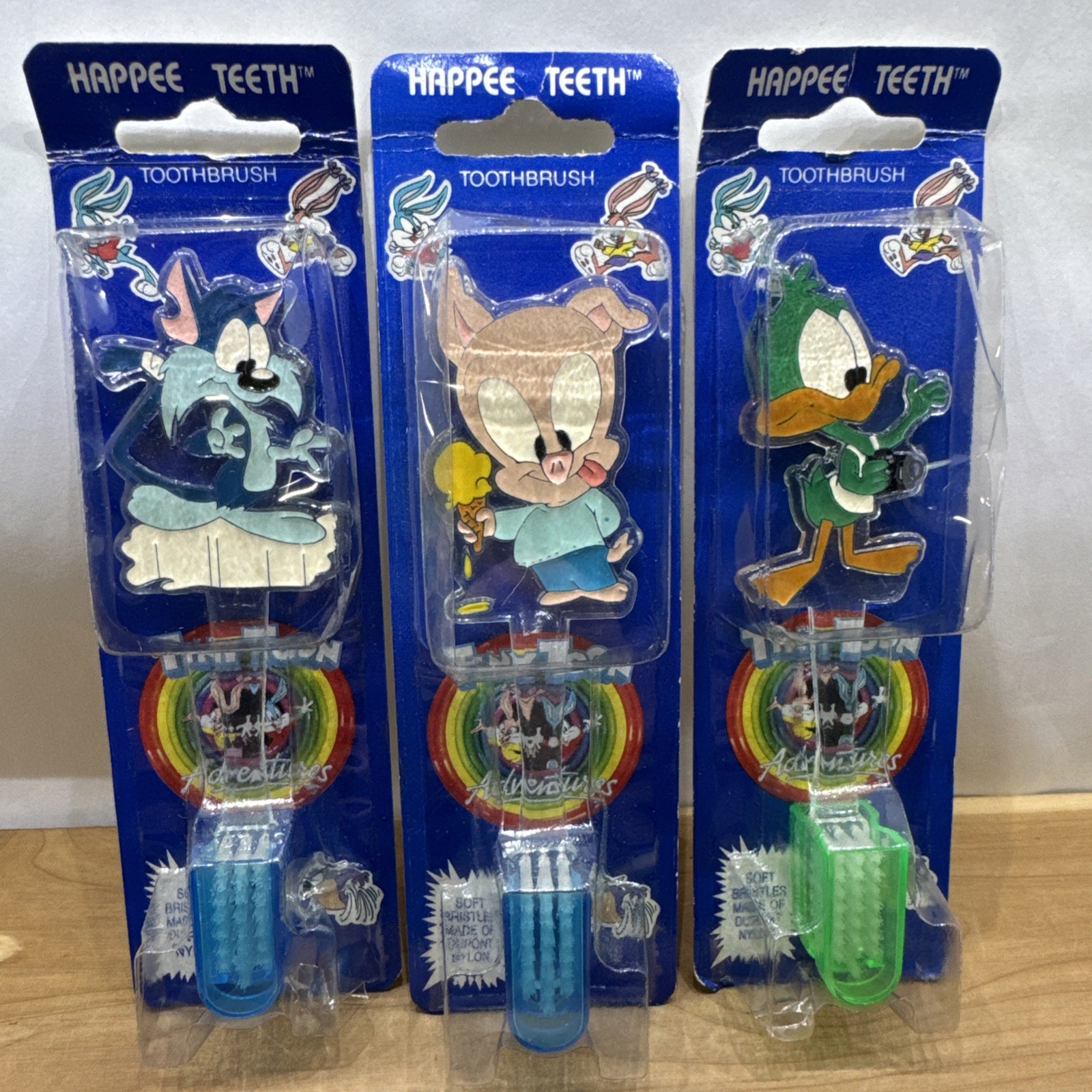 Vintage Tiny Toons Adventures Kids Toothbrushes Plucky, Furball and Hamton Lot 3