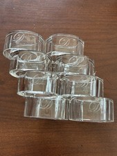 Pottery Barn Napkin Rings Clear Glass Set of 8 “D” Monogram