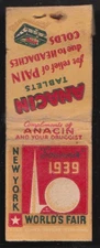 New York World's Fair 1939 Anacin Tablets for relief of Pain matchcover