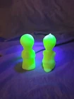 Fenton Uranium Custard Glass Praying Kneeling Children Figurines Pair