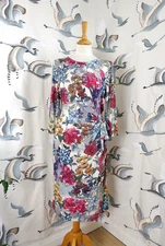 BASLER Multicoloured gathered stretch fit pencil dress size 42 UK 16