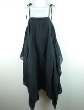 J Crew Handkerchief Midi Dress Black Cotton Voile Caftan Vacation Minimal XS