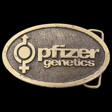 Pfizer Genetics Ag Vintage Belt Buckle by Lewis Corp [ca. 1970s]