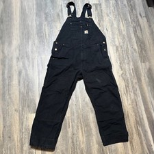 Carhartt R01-M Relaxed Fit 100 Cotton Duck Bib Overall 42x30 Black Workwear