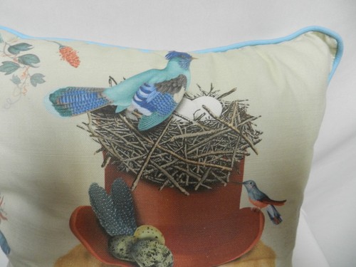 Fab Funky Milliners Collection gelber Labrador mit Vogel neues Kissen England 16x16 - Bild 14 von 16