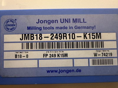 10St.+4 Extra-Wendeschneidplatten JMB18-249R10-K15M / alte Bez. FP249K15M JONGEN