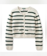 NWOT Scotch  Soda Amsterdam White Pine Green Striped Cardigan size Small