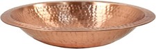 Hmered Solid Copper Birdbath Bowl, Non-Threaded