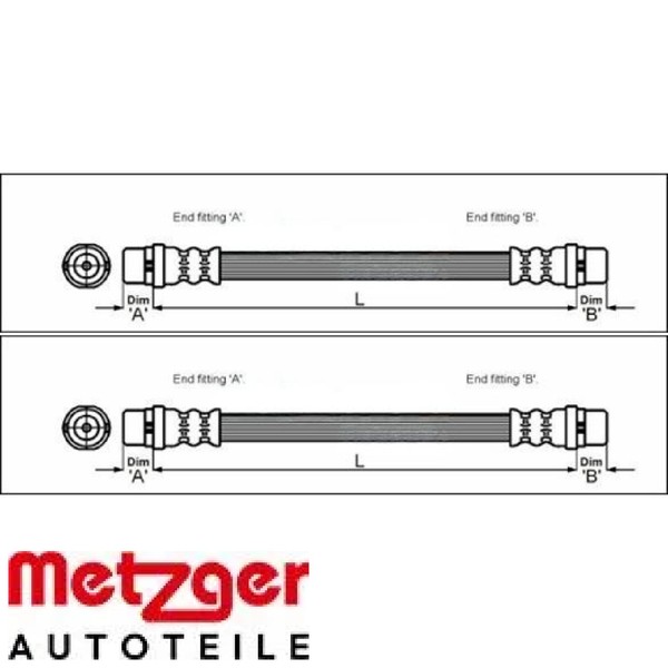 2X Bremsschlauch Metzger 4110338 2 BremsschläUche Rechts Links Vorne FüR VW-image