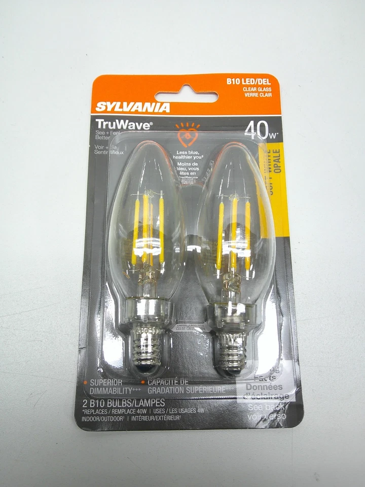 12 PC Sylvania LED TruWave Candelabra Base Chandelier Bulb 40794 40w Equivalent - Image 2 of 4