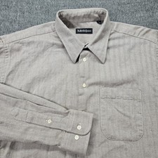 Bullock & Jones Button Down Shirt Mens XL Tan Herringbone Long Sleeve USA Made