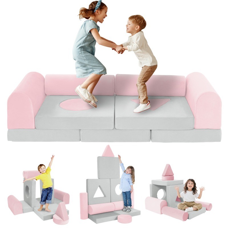 11pcs Kids Modular Play Couch Toddler Sectional Sofa Floor Folding