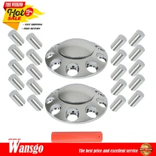 Chrome Front Axle Wheel Cover with Hub Cap Lug Nuts for Semi Truck Set of 2 33mm