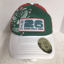 FIFA World Cup 26 CAN MEX USA Trucker Hat Cap Green White Red Mesh Snapback NWT