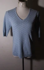 ELLA MOSS Blue Nylon Blend 3/4 Sleeve Top Women's Size S NWOT