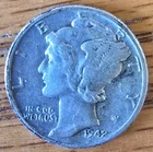 1942-D Silver Mercury Dime, 2.25g Silver (0.900), Krause #140