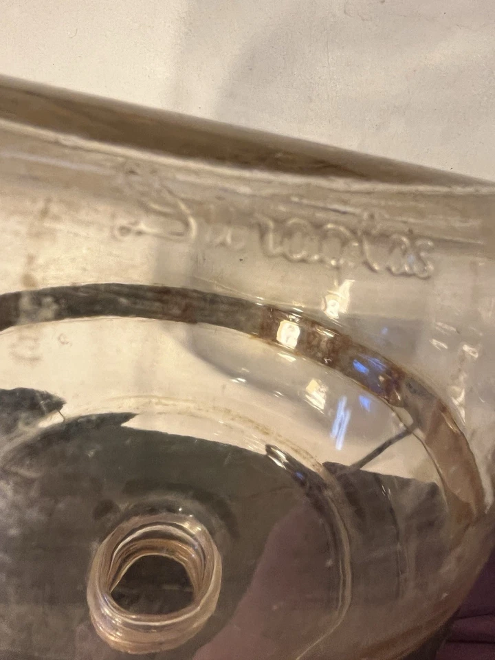 Vintage Duraglas Glass Kerosene Stove Fuel Bottle Drip Jar w/Metal Band & Lid - Image 4 of 4