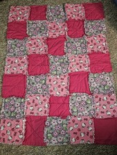 HELLO KITTY Pink RAGGEDY QUILT Throw Blanket - Handmade
