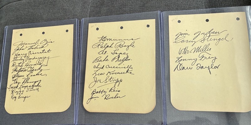 1934/35 Brooklyn Dodgers Signed Album Pages w/ Len Koenecke Vance Lopez Stengel