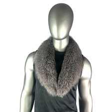 Men s SILVER INDIGO FOX Collar, 36 L, Certified Vintage Fur