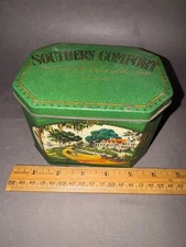 BRISTOL WARE SOUTHERN COMFORT GREEN ADVERTISING TIN BOX VINTAGE