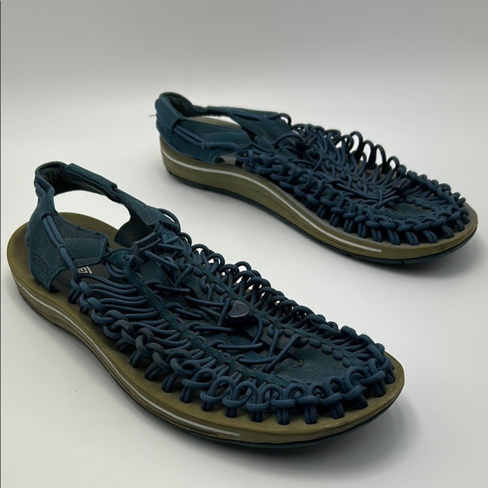 Sandali Keen Uomo Uneek Maglia Corda Tg 13 14 Blu Navy Tessuto Outdoor Avventura