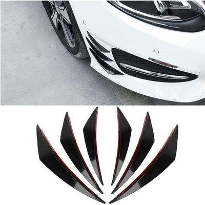 Schwarz Auto Frontspoiler Canards Set | Frontstoßstange Windmesser Trims