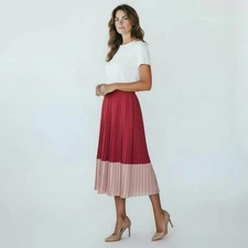 Zimmermann Burgundy Pink Pleated Skirt Size 3 AU14 US10 Elegant Occasion