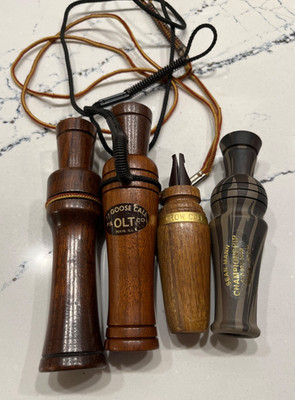 Lot of Four Hunting Bird Calls Vintage OLT Goose Sears Crow Sean Mann Duck