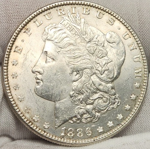 1886 P Morgan Silver Dollar, BU Uncirculated, 90% Silver US Coin, Morg-8643p