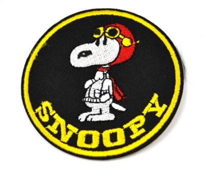 Peanuts Hund Snoopy Pilot USA Bügelflicken gestickter Aufnäher Patch rund