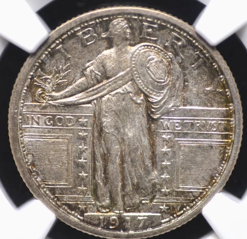 1917 D TYPE 1 STANDING LIBERTY QUARTER NGC MS 63 FULL HEAD WONDERFUL STRIKE AND