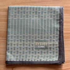 HANDKERCHIEF MEN'S VINTAGE JAPAN STRIPED PLAIN POCKET SQUARE COTTON 17" D170