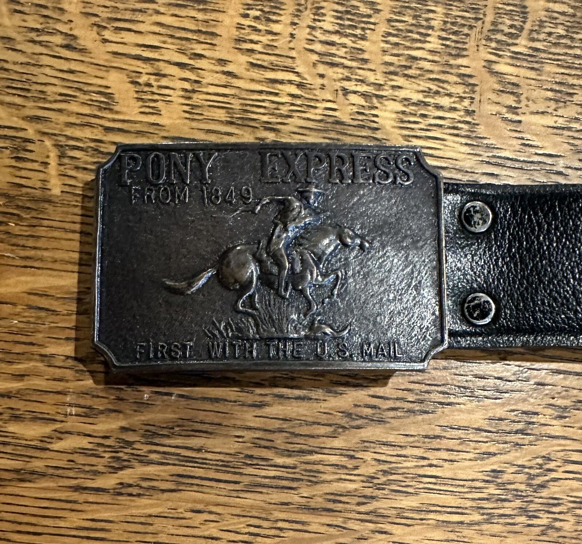 Vintage Pony Express Belt Buckle With Leather Belt | eBay display picture 2