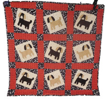 Precious Puppies Handmade Quilt Appliqued Cottage core COTTON crib lap 36x36